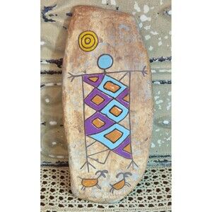 Cicada Ceramics California Wall Decor Primitive Tribal Theme Enamel on Stone